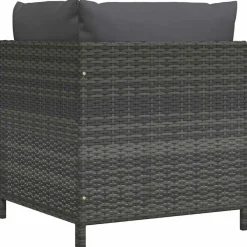 Loungeset Elementen-vidaXL - Hoekbank sectioneel - Grijs - Poly rattan - Met kussens