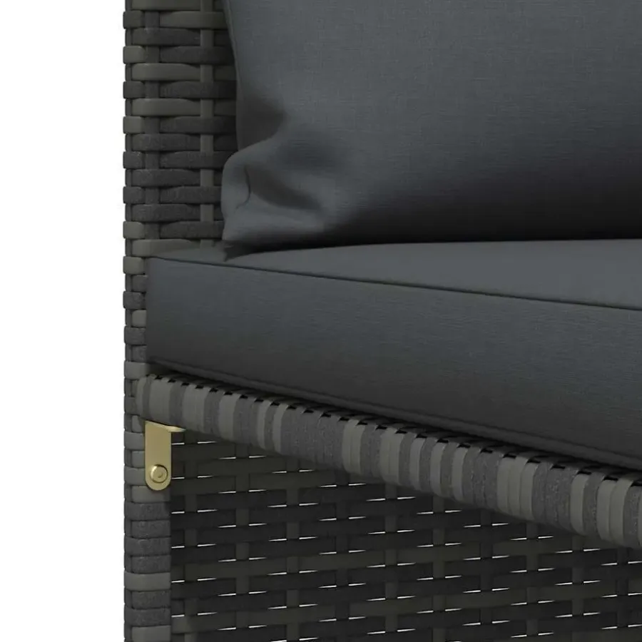Loungeset Elementen-vidaXL - Hoekbank sectioneel - Grijs - Poly rattan - Met kussens