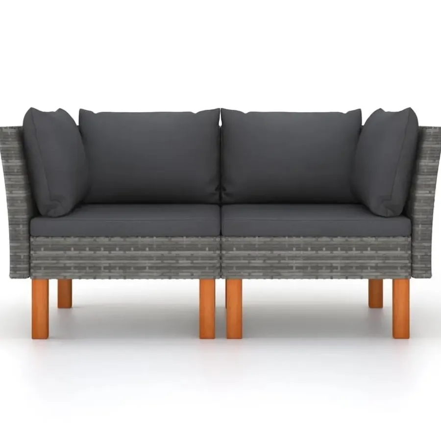 Tuinbanken-vidaXL - Hoekbanken - Grijs - Poly rattan - 2 stuks