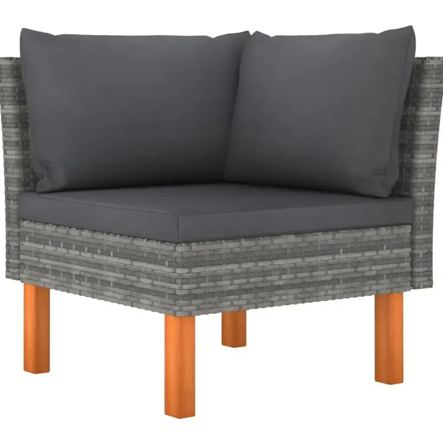 Tuinbanken-vidaXL - Hoekbanken - Grijs - Poly rattan - 2 stuks