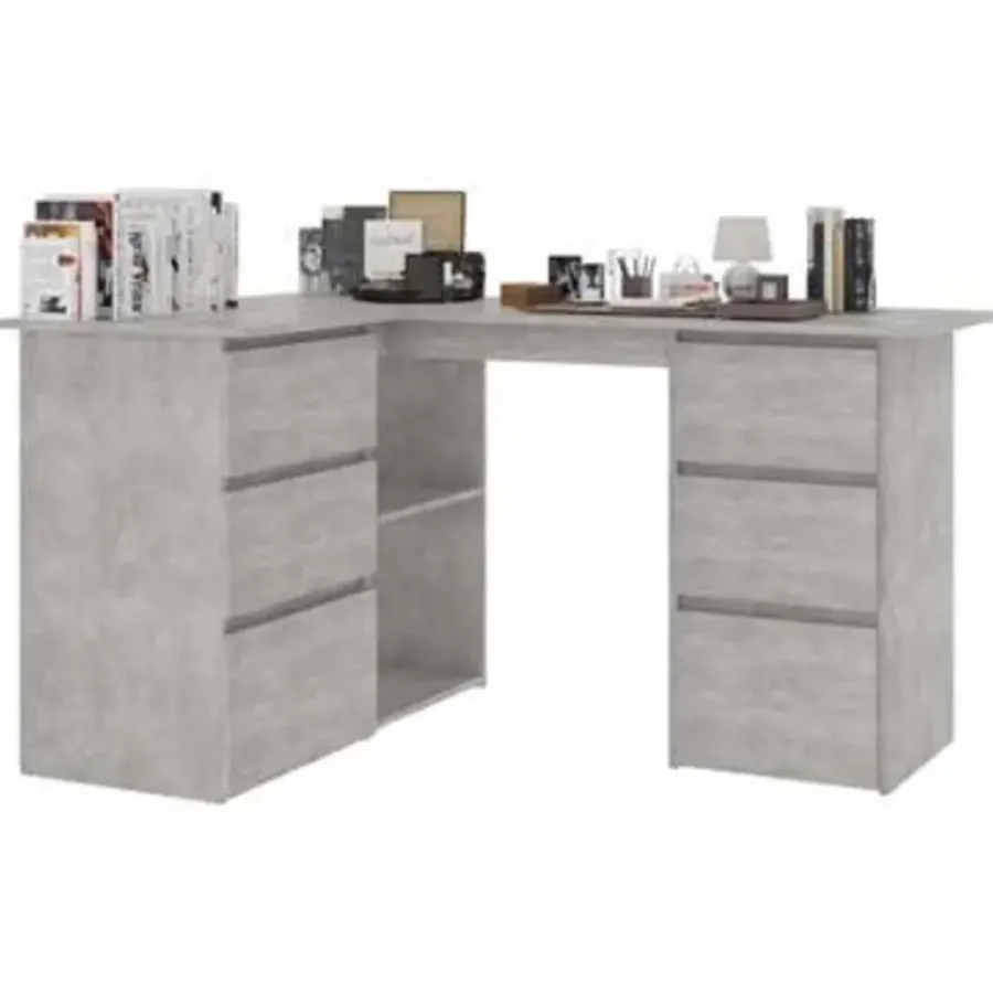 vidaXL - Hoekbureau - Grijs - Bewerkt hout