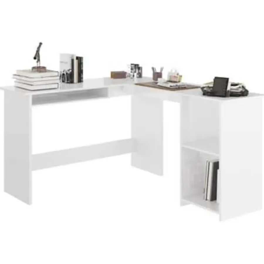 vidaXL - Hoekbureau - Wit - Bewerkt hout