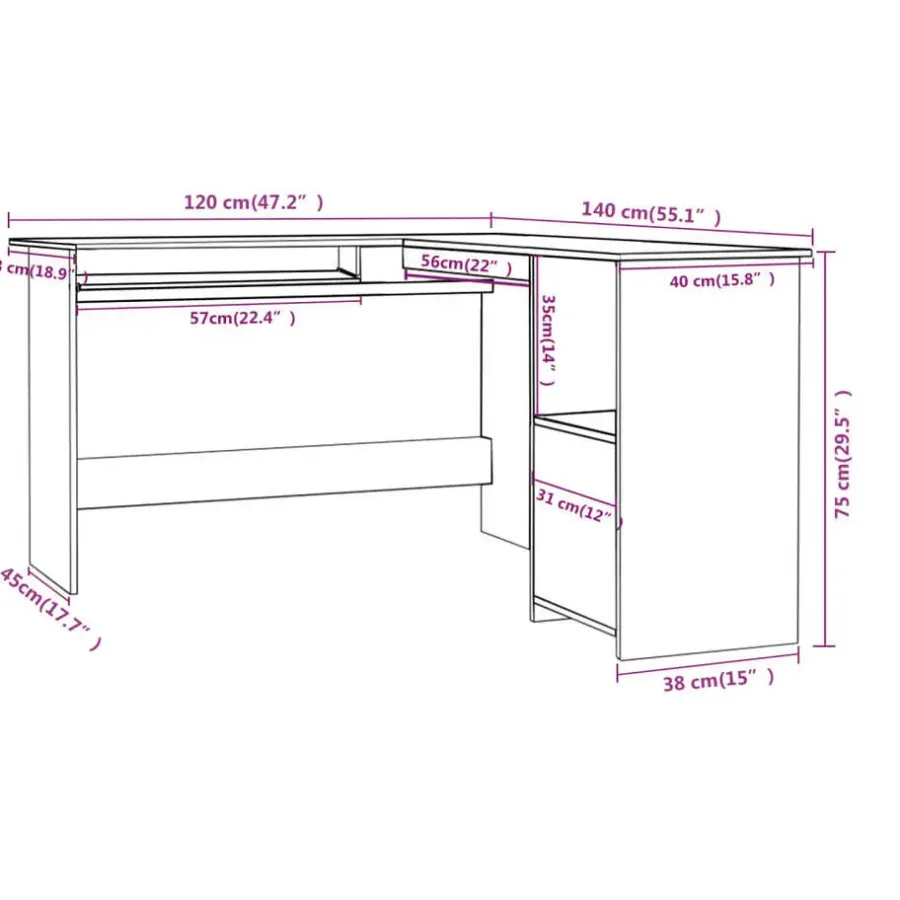 vidaXL - Hoekbureau - Wit - Bewerkt hout