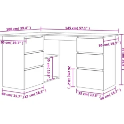 vidaXL - Hoekbureau - Wit - Bewerkt hout