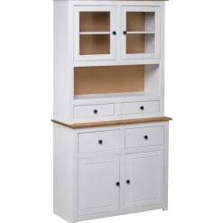 vidaXL - Hoge Kast - Wit - Grenenhout