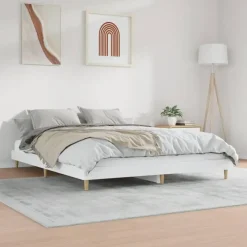 2-Persoons Bedden-vidaXL - Hout bed frame met lattenbodem - Wit - 140x200 cm