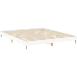 2-Persoons Bedden-vidaXL - Hout bed frame met lattenbodem - Wit - 140x200 cm