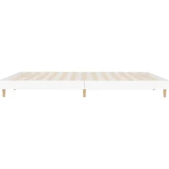 2-Persoons Bedden-vidaXL - Hout bed frame met lattenbodem - Wit - 140x200 cm