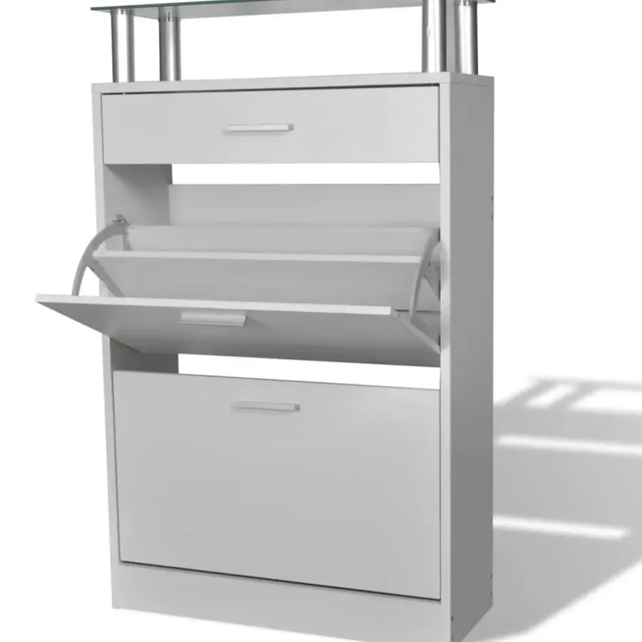 vidaXL - Houten Schoenenkast - Wit - Hout