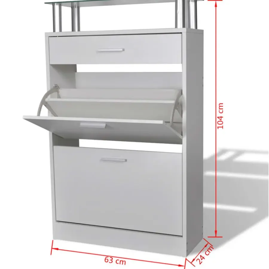 vidaXL - Houten Schoenenkast - Wit - Hout