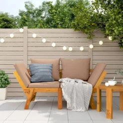 Loungebanken-vidaXL - 2-in-1 Loungebank met taupe kussens - Massief acaciahout - 205x74x66 cm