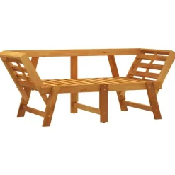 Loungebanken-vidaXL - 2-in-1 Loungebank met taupe kussens - Massief acaciahout - 205x74x66 cm