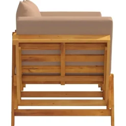 Loungebanken-vidaXL - 2-in-1 Loungebank met taupe kussens - Massief acaciahout - 205x74x66 cm