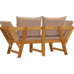 Loungebanken-vidaXL - 2-in-1 Loungebank met taupe kussens - Massief acaciahout - 205x74x66 cm