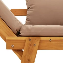 Loungebanken-vidaXL - 2-in-1 Loungebank met taupe kussens - Massief acaciahout - 205x74x66 cm