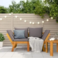 Loungebanken-vidaXL - 2-in-1 Loungebank met donkergrijs kussens - Acaciahout - 205x74x66 cm