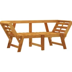 Loungebanken-vidaXL - 2-in-1 Loungebank met donkergrijs kussens - Acaciahout - 205x74x66 cm