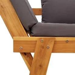 Loungebanken-vidaXL - 2-in-1 Loungebank met donkergrijs kussens - Acaciahout - 205x74x66 cm