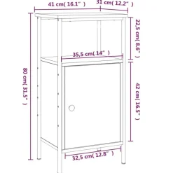 Nachtkastjes|Nachtkastjes-vidaXL - Industrieel Nachtkastjes met deur - Sonoma eiken - 41x31x80 cm - 2 st