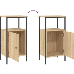 Nachtkastjes|Nachtkastjes-vidaXL - Industrieel Nachtkastjes met deur - Sonoma eiken - 41x31x80 cm - 2 st