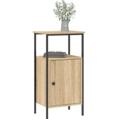 Nachtkastjes|Nachtkastjes-vidaXL - Industrieel Nachtkastjes met deur - Sonoma eiken - 41x31x80 cm - 2 st