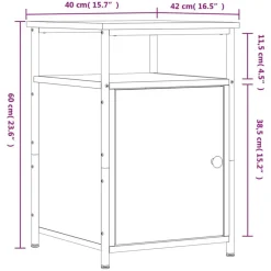 Nachtkastjes|Nachtkastjes-vidaXL - Industrieel Nachtkastjes met deur - Zwart - 40x42x60 cm - Set van 2