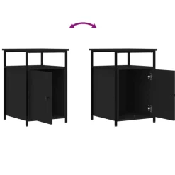 Nachtkastjes|Nachtkastjes-vidaXL - Industrieel Nachtkastjes met deur - Zwart - 40x42x60 cm - Set van 2