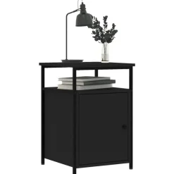 Nachtkastjes|Nachtkastjes-vidaXL - Industrieel Nachtkastjes met deur - Zwart - 40x42x60 cm - Set van 2