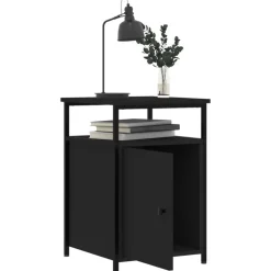 Nachtkastjes|Nachtkastjes-vidaXL - Industrieel Nachtkastjes met deur - Zwart - 40x42x60 cm - Set van 2