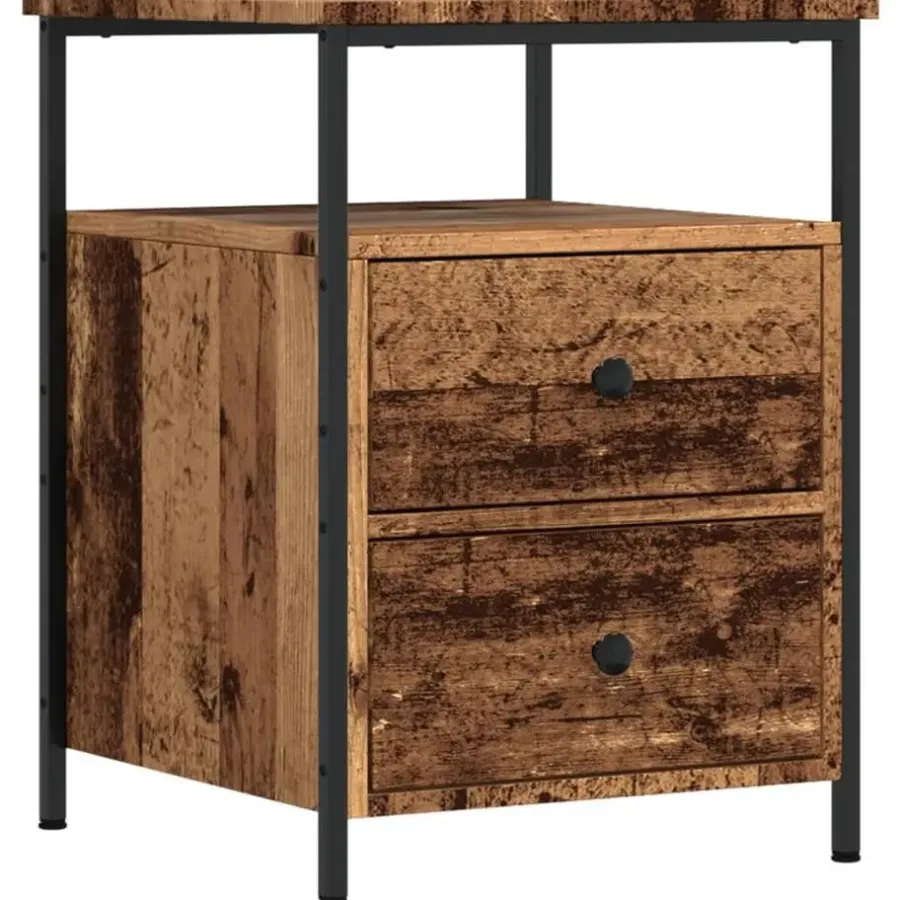 Nachtkastjes|Nachtkastjes-vidaXL - Industrieel Nachtkastjes met 2 lades - Oud hout - 44x45x60 cm - 2 st