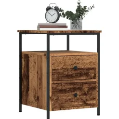 Nachtkastjes|Nachtkastjes-vidaXL - Industrieel Nachtkastjes met 2 lades - Oud hout - 44x45x60 cm - 2 st