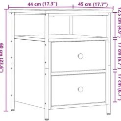 Nachtkastjes|Nachtkastjes-vidaXL - Industrieel Nachtkastjes met 2 lades - Oud hout - 44x45x60 cm - 2 st