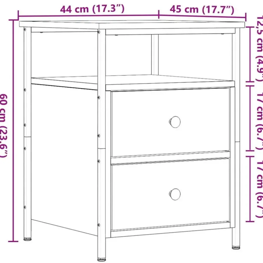 Nachtkastjes|Nachtkastjes-vidaXL - Industrieel Nachtkastjes met 2 lades - Oud hout - 44x45x60 cm - 2 st