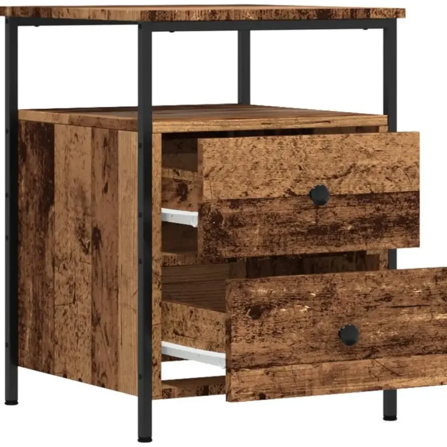 Nachtkastjes|Nachtkastjes-vidaXL - Industrieel Nachtkastjes met 2 lades - Oud hout - 44x45x60 cm - 2 st