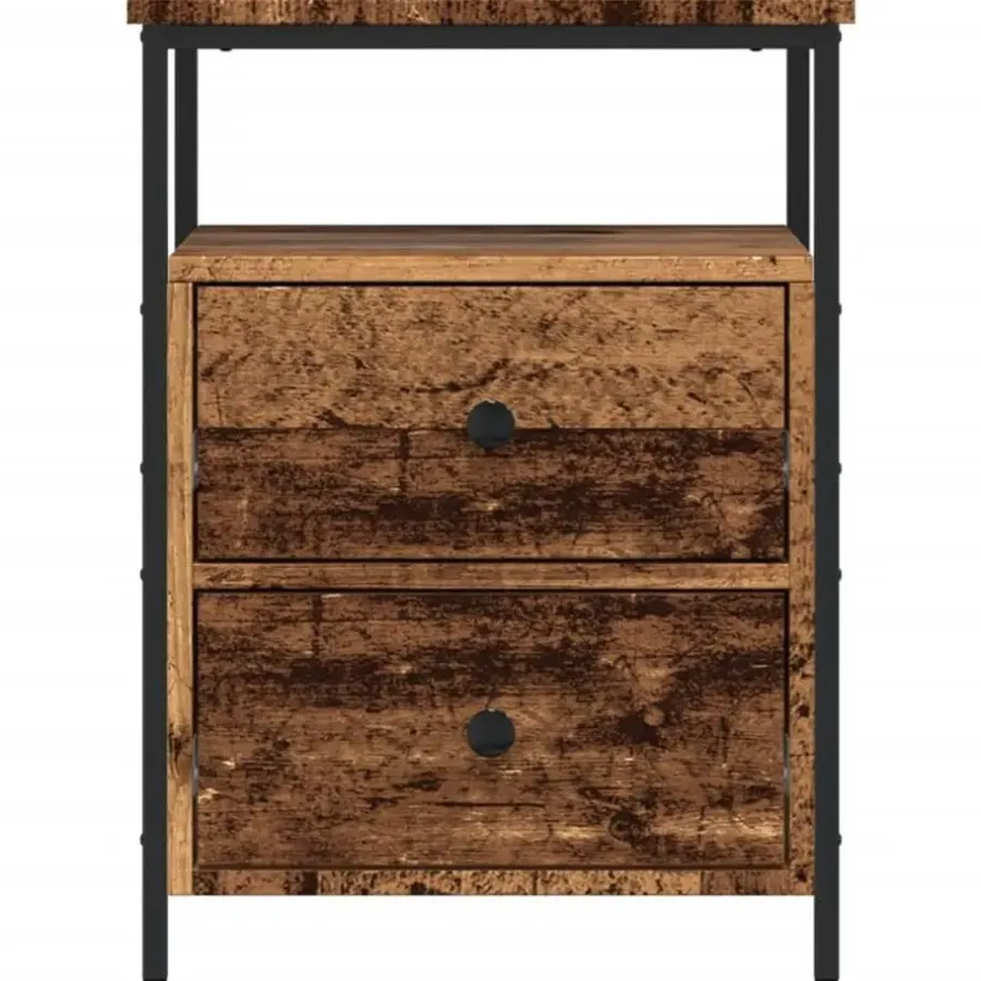 Nachtkastjes|Nachtkastjes-vidaXL - Industrieel Nachtkastjes met 2 lades - Oud hout - 44x45x60 cm - 2 st