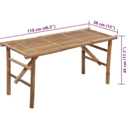 Tuinbanken-vidaXL - Inklapbaar Tuinbank met antraciet kussen - Bamboe - 118x38x45 cm