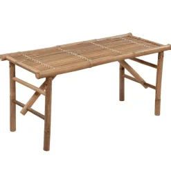 Tuinbanken-vidaXL - Inklapbaar Tuinbank met grijs kussen - Bamboe - 118x38x45 cm