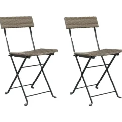 Bistro- & Balkonsets-vidaXL - Inklapbare Bistrostoel - Grijs - Poly rattan en staal - 2 stuks