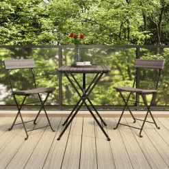 Bistro- & Balkonsets-vidaXL - Inklapbare Bistrostoel - Grijs - Poly rattan en staal - 2 stuks