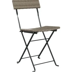 Bistro- & Balkonsets-vidaXL - Inklapbare Bistrostoel - Grijs - Poly rattan en staal - 2 stuks