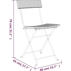 Bistro- & Balkonsets-vidaXL - Inklapbare Bistrostoel - Grijs - Poly rattan en staal - 2 stuks