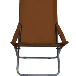 Kamperen En Outdoor-vidaXL - Inklapbare Strandstoel - Bruin - Stof - 2 stuks