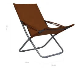 Kamperen En Outdoor-vidaXL - Inklapbare Strandstoel - Bruin - Stof - 2 stuks