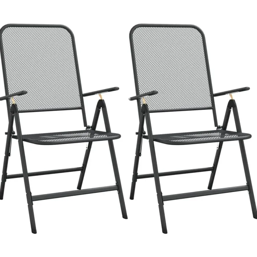 vidaXL - Inklapbare Tuinstoel - Antraciet - Metaal - 2 stuks