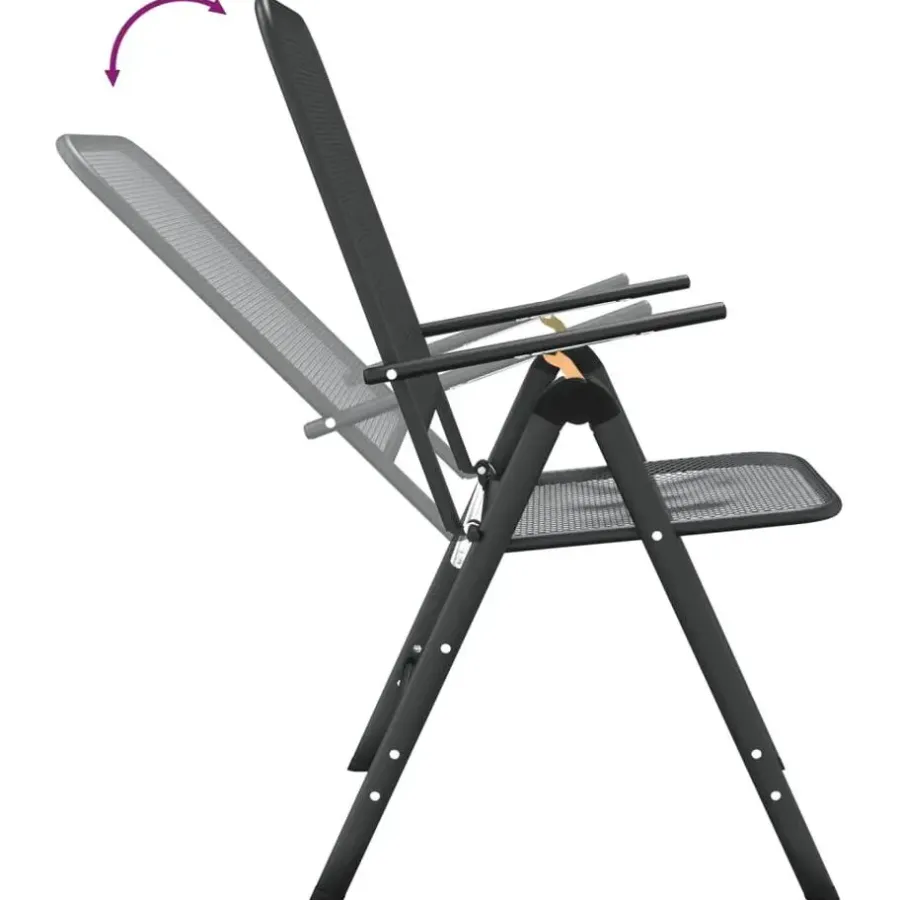 vidaXL - Inklapbare Tuinstoel - Antraciet - Metaal - 2 stuks