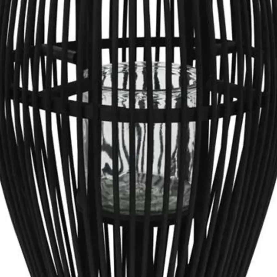 Kandelaars En Windlichten-vidaXL - Kaarsenhouder - Zwart - Bamboe