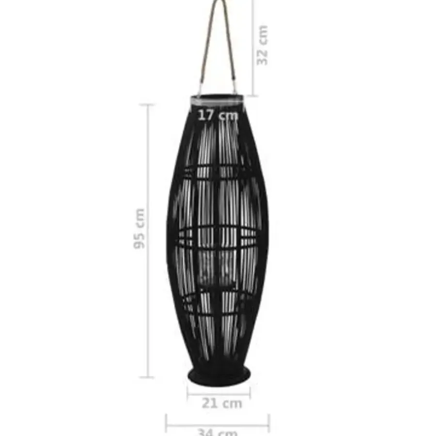 Kandelaars En Windlichten-vidaXL - Kaarsenhouder - Zwart - Bamboe