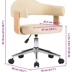 Bureaustoelen|Bureaustoelen-vidaXL - Kantoorstoel - Crème - Kunstleer