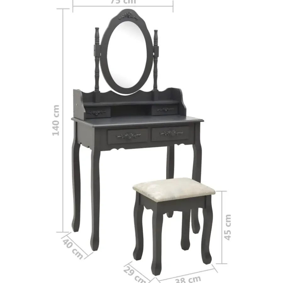 Kaptafels-vidaXL - Kaptafel - Grijs - Hout