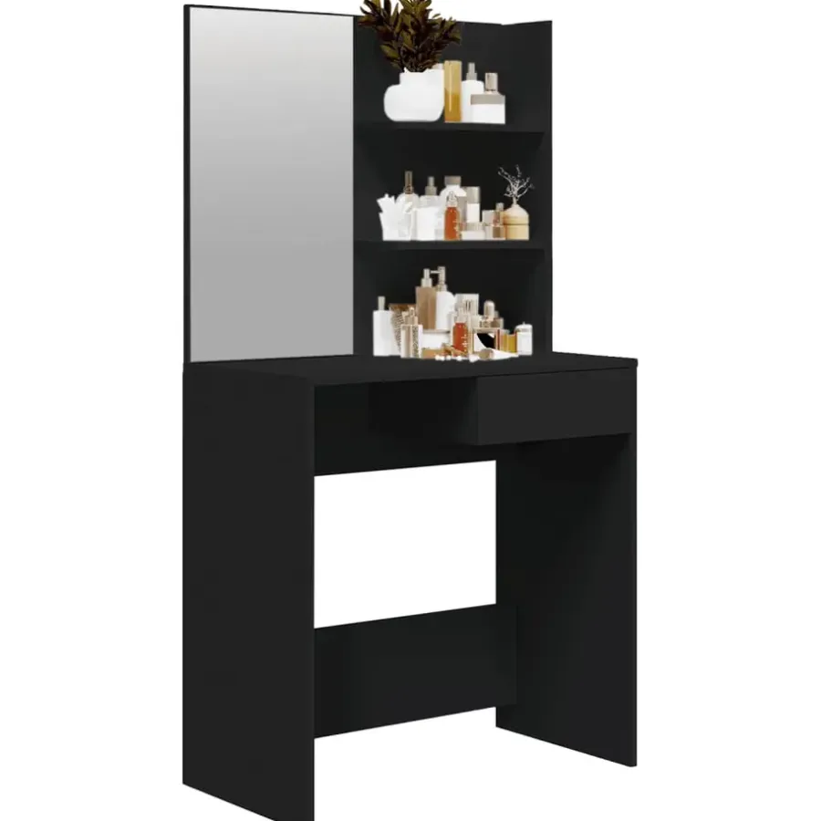 Kaptafels-vidaXL - Kaptafel - Zwart - Bewerkt hout